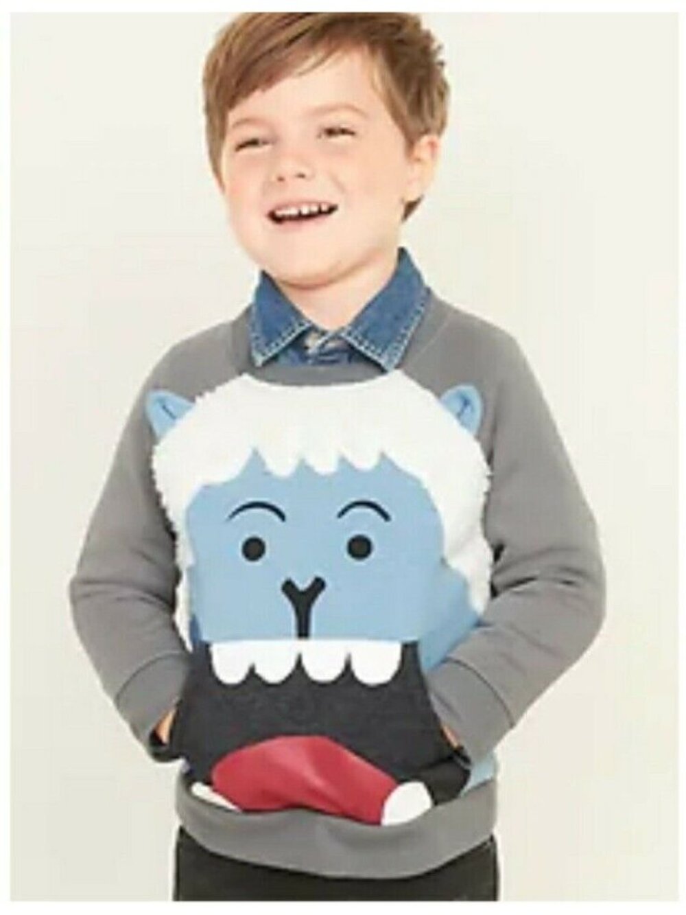 Old Navy Toddler Boys Critter-Graphic Yeti Front Pouch Pockets Sweatshirt 2T